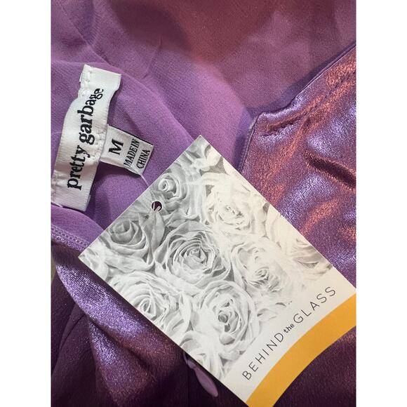 PRETTY GARBAGE LAVENDER NWT SATIN DRESS ADJ CHAIN STRAPS WOMENS SIZE MEDIUM - Picture 8 of 8